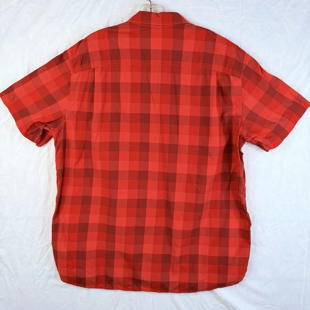 The North Face Mens Plaid Short‎ Sleeve Button Down Monanock Shirt Red XXL